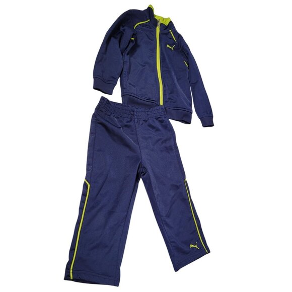Puma Kids Blue Sweatsuit Pant & Jacket Set 24 Months Used - Picture 1 of 14